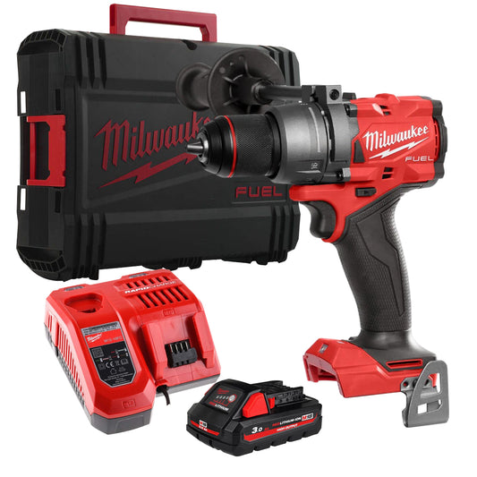 Milwaukee M18FPD3-0 18V Fuel Brushless Combi Drill with 1 x 3.0Ah Battery Charger & Carry Case