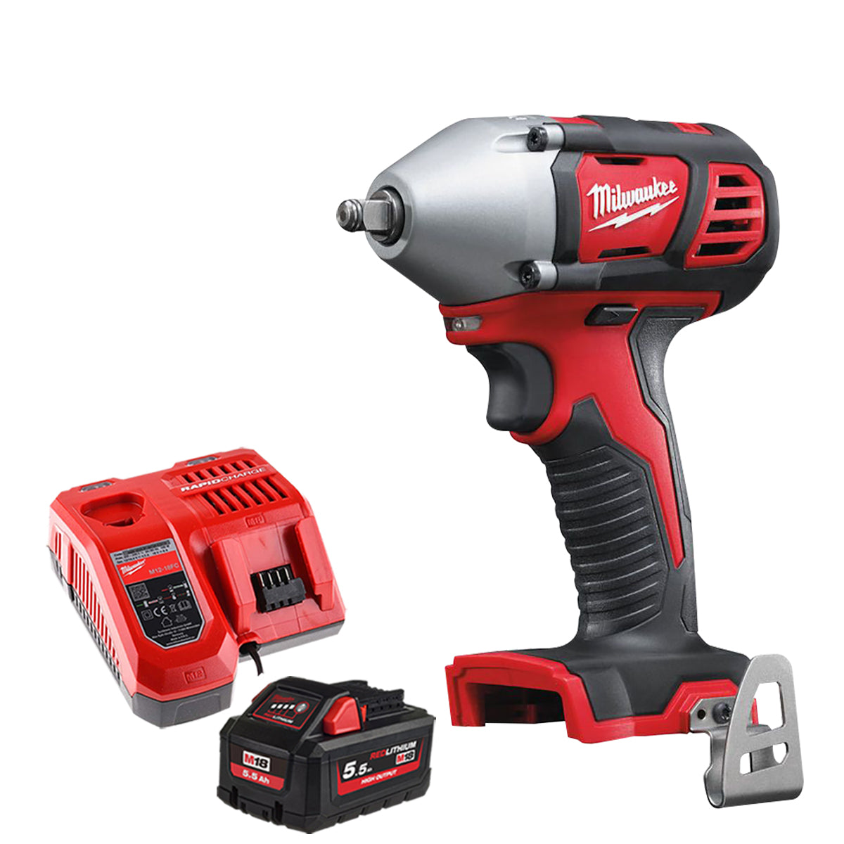 Milwaukee M18BIW38-0 18V Compact 3/8In Impact Wrench with 1 x 5.5Ah Battery & Charger