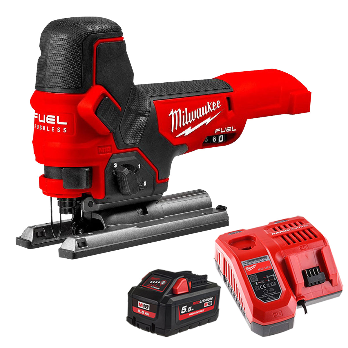 Milwaukee M18FBJS-0 18V FUEL Brushless Jigsaw with 1 x 5.5Ah Battery & Charger