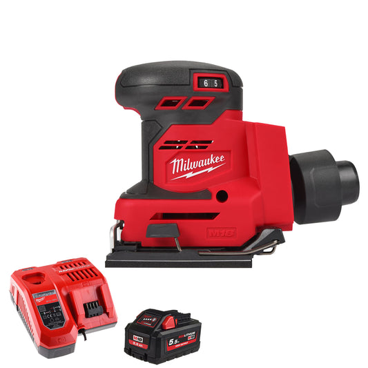 Milwaukee M18BQSS-0 18V Sheet Sander with 1 x 5.5Ah Battery & Charger