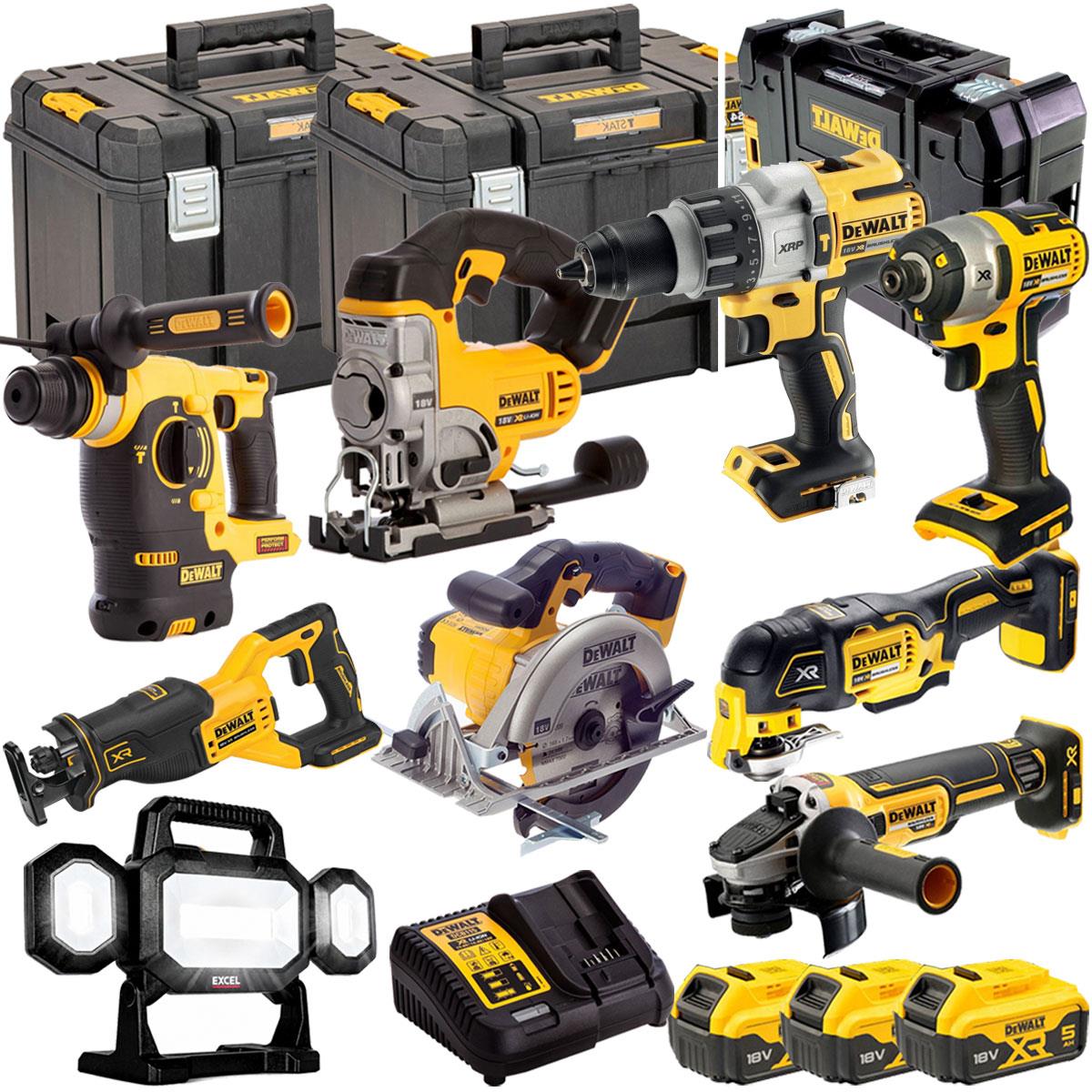 Dewalt 18V 9 Piece Power Tool Kit with 3 x 5.0Ah Batteries T4TKIT-847
