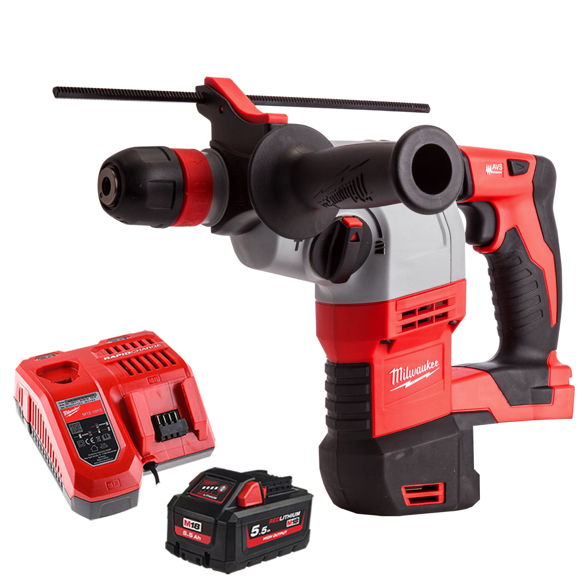 Milwaukee HD18HX-0 18V SDS+ Rotary Hammer Drill with 1 x 5.5Ah Battery & Charger