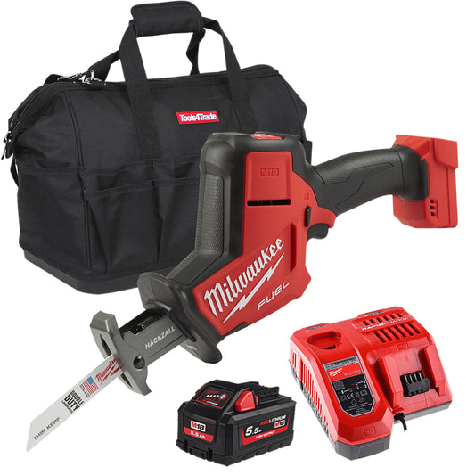 Milwaukee M18FHZ-0 18V Fuel Brushless Hackzall Reciprocating Saw with 1 x 5.5Ah Battery Charger & Bag