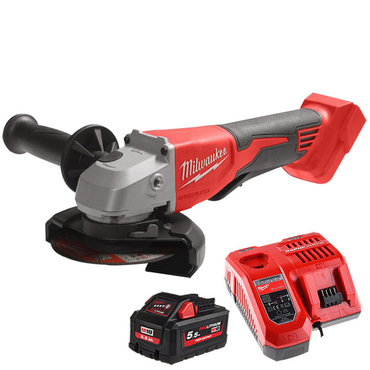 Milwaukee M18BLSAG115XPD-0 18V 115mm Brushless Angle Grinder with 1 x 5.5Ah Battery & Charger