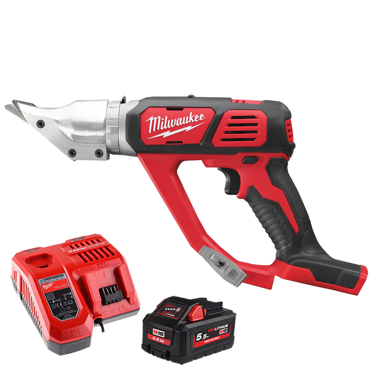 Milwaukee M18BMS12-0 18V 1.2mm Metal Shear with 1 x 5.5Ah Battery & Charger