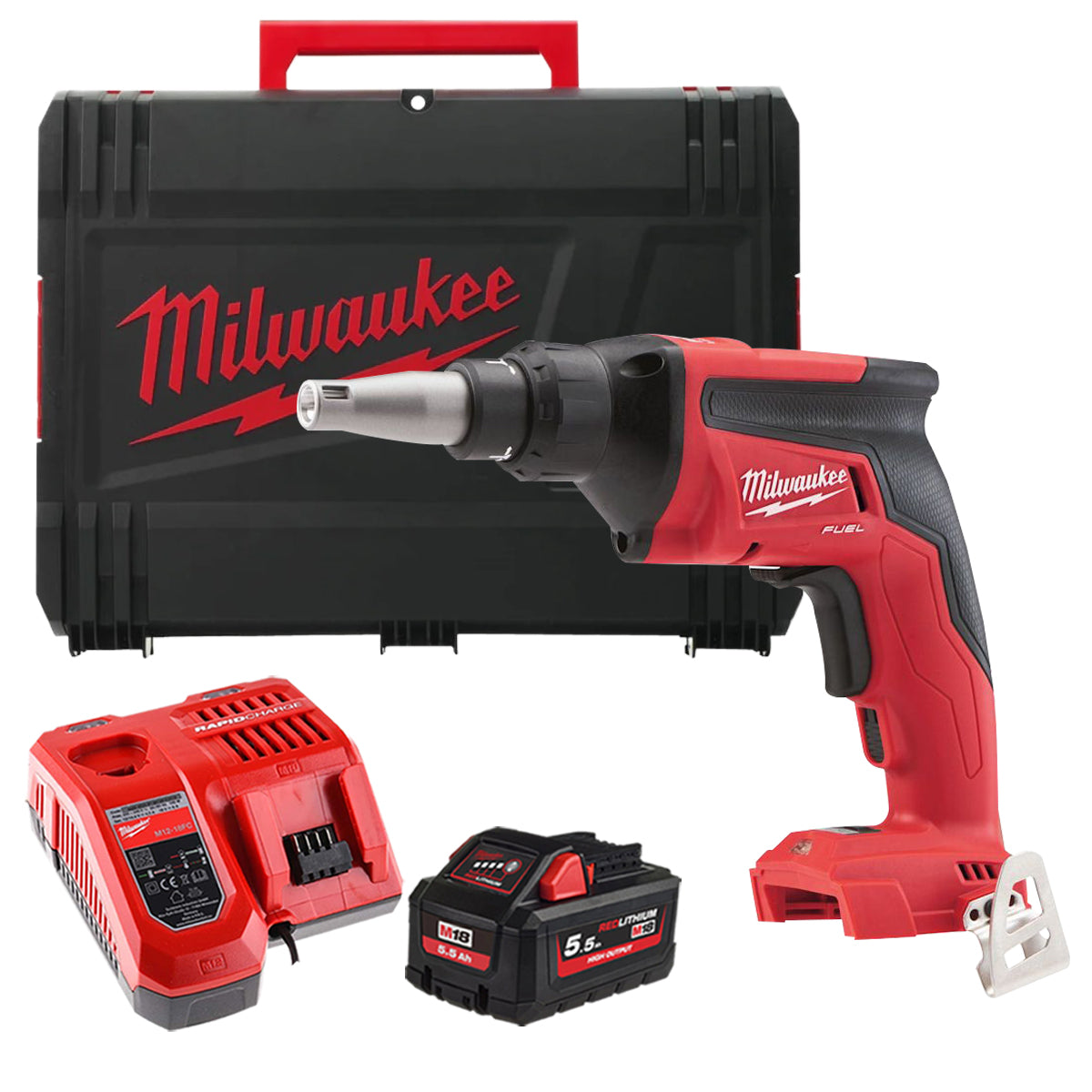 Milwaukee M18FSGC-0X 18V Fuel Brushless Screw Gun with 1 x 5.5Ah Battery Charger & Case