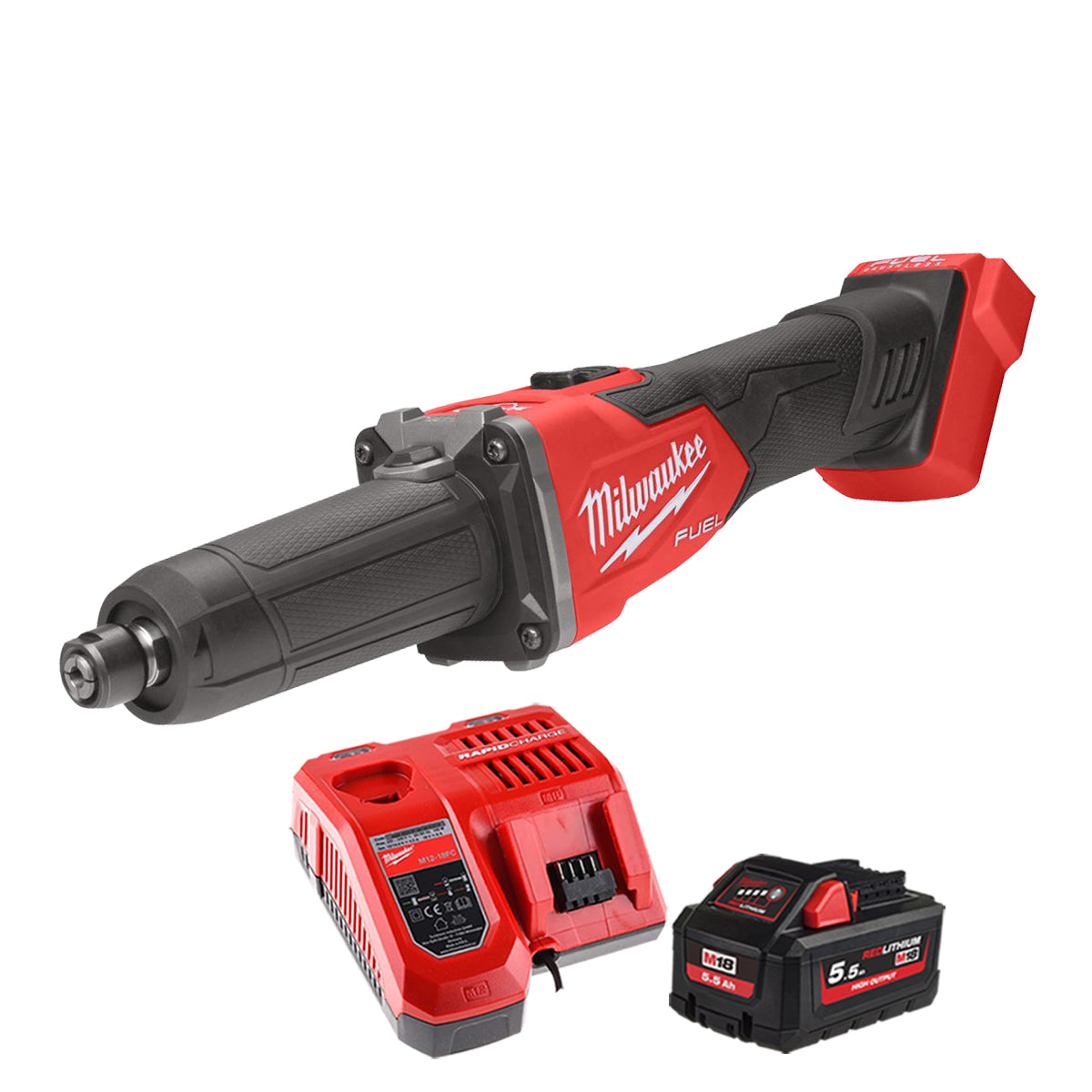 Milwaukee M18FDGRB-0 18V Brushless Braking Die Grinder with 1 x 5.5Ah Battery & Charger