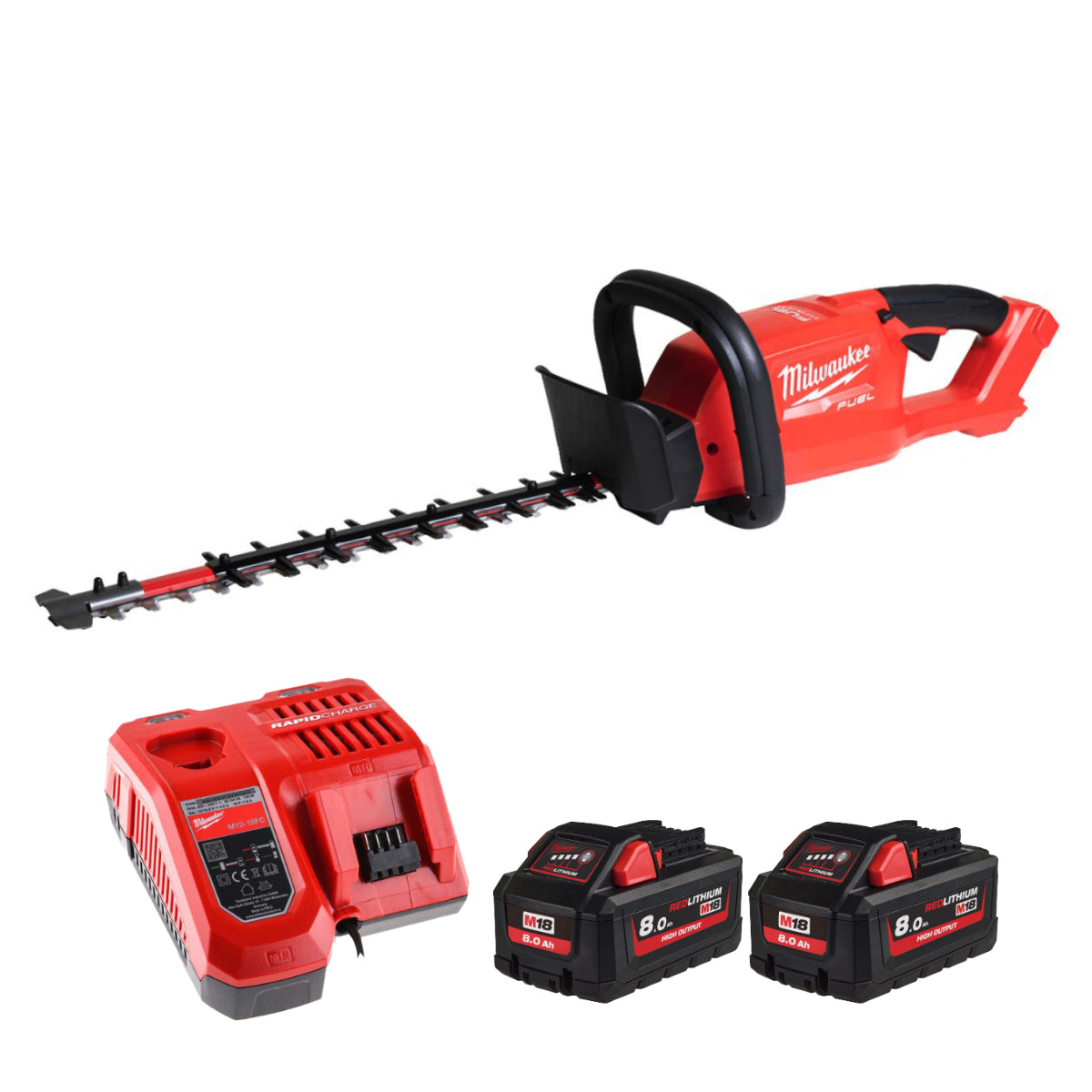 Milwaukee M18FHET45-802 M18 FUEL 18V Brushless 45cm Hedge Trimmer with 2 x 8.0Ah Batteries & Charger 4933493295