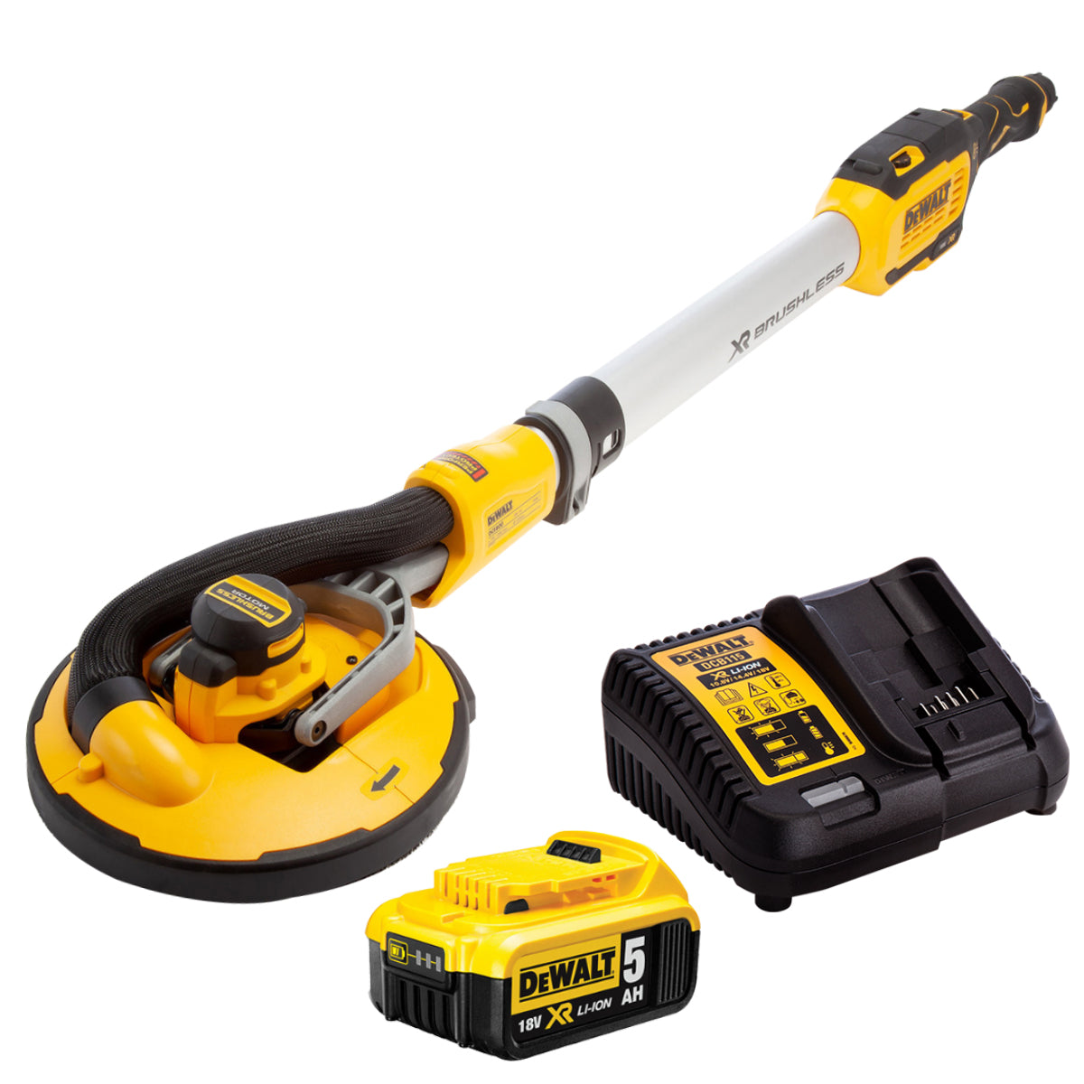 Dewalt DCE800NB 18V XR 225mm Brushless Drywall Sander with 1 x 5.0Ah Battery & Charger