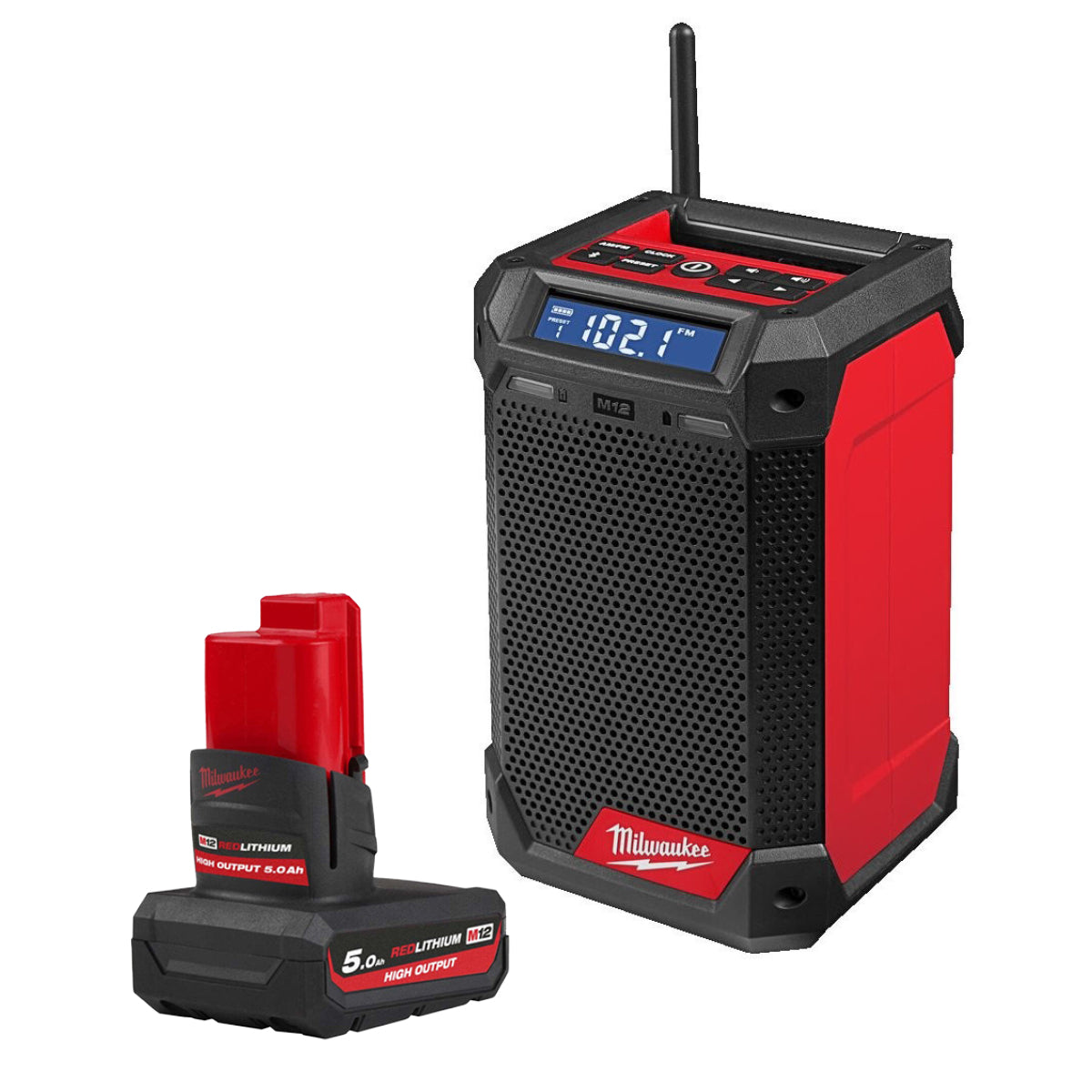 Milwaukee M12RCDAB+-0 12V Radio and Charger with 5.0Ah Battery