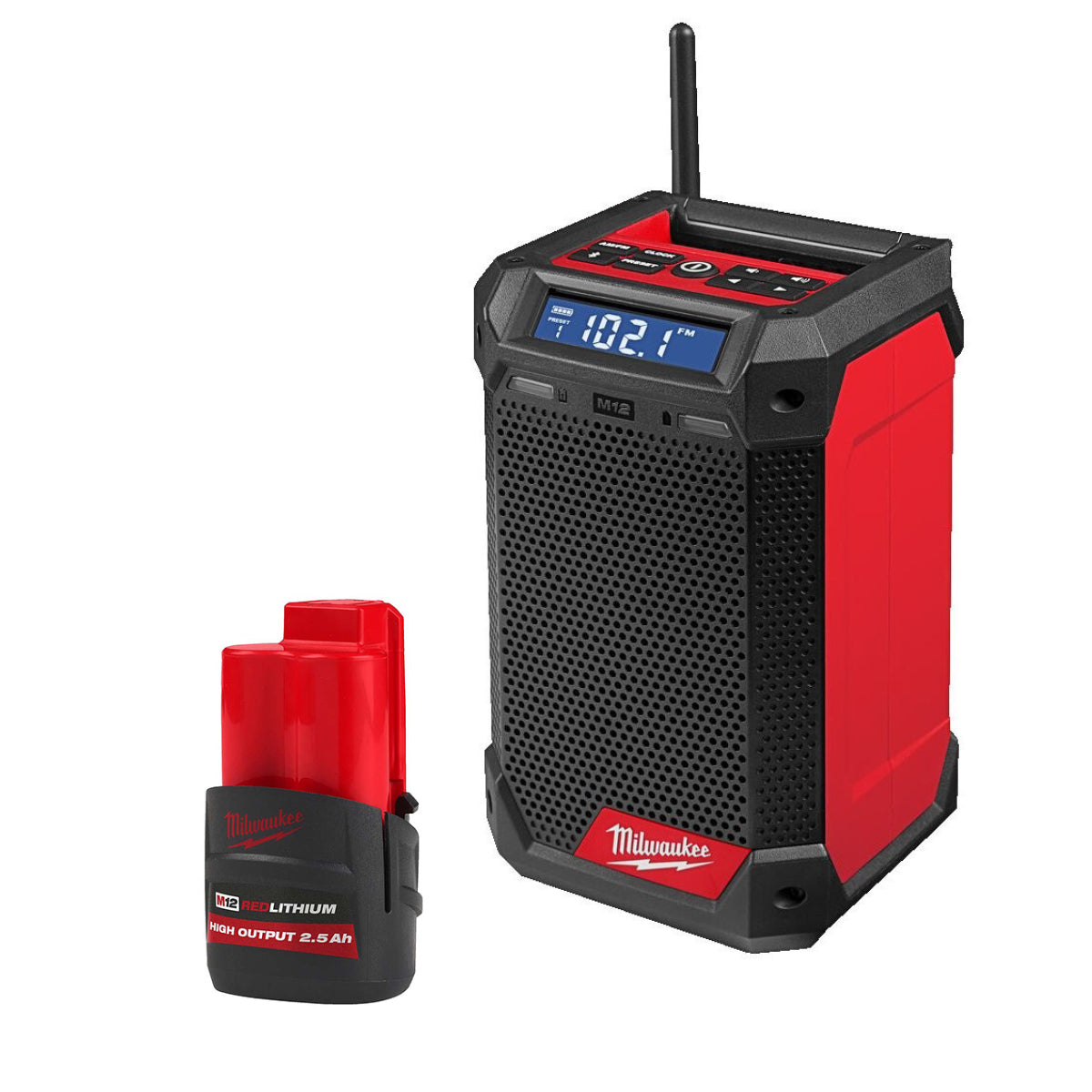 Milwaukee M12RCDAB+-0 12V Radio and Charger with 2.5Ah Battery