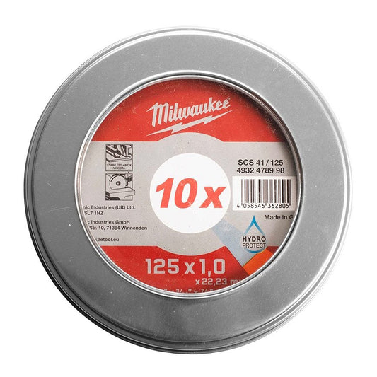 Milwaukee CUT.W PRO+ SCS 41 125 x 1.0mm Thin Metal Cutting Discs Pack of 10 4932478998