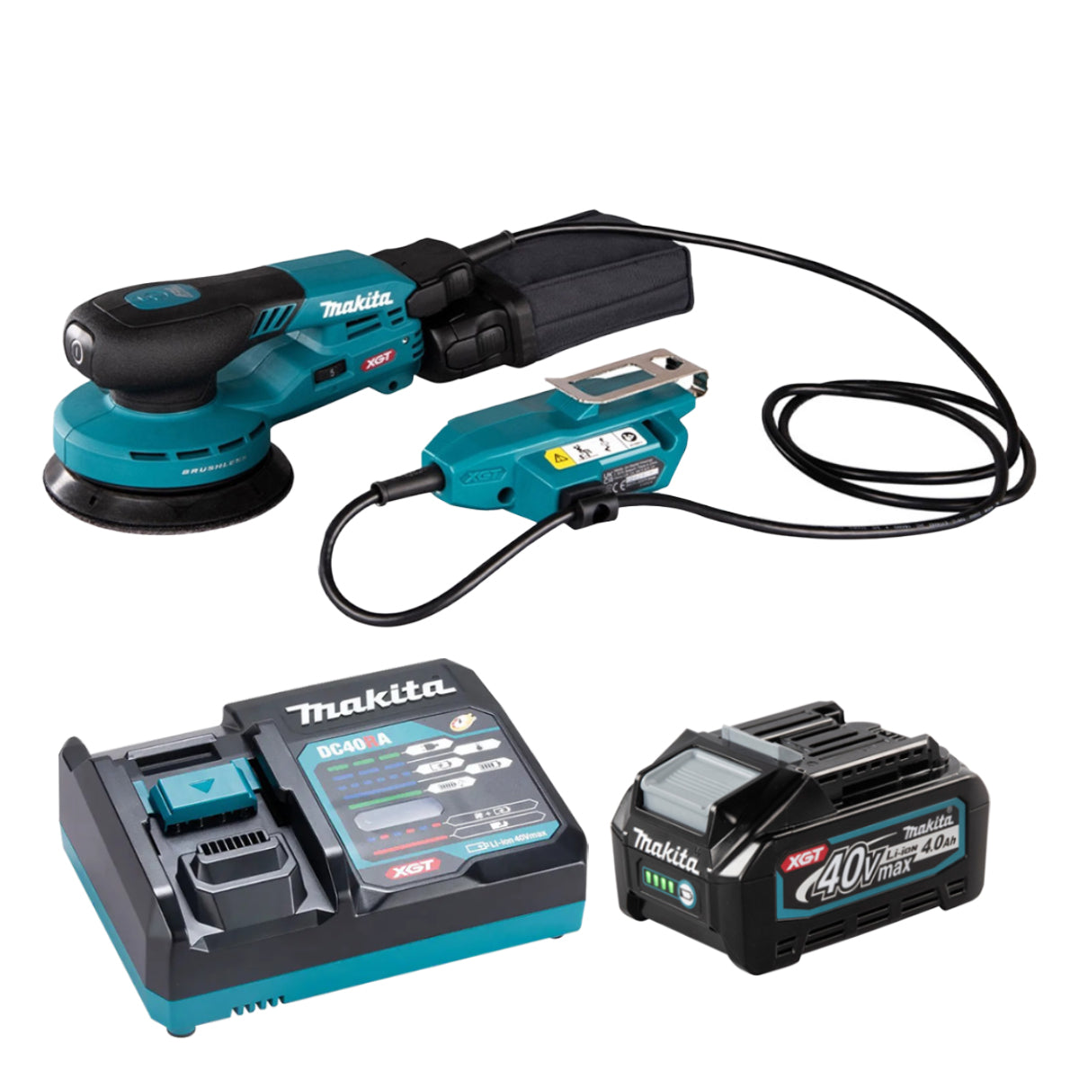 Makita BO001CGZ 40V XGT 125mm Brushless Random Orbit Sander with 1 x 4.0Ah Battery & Charger