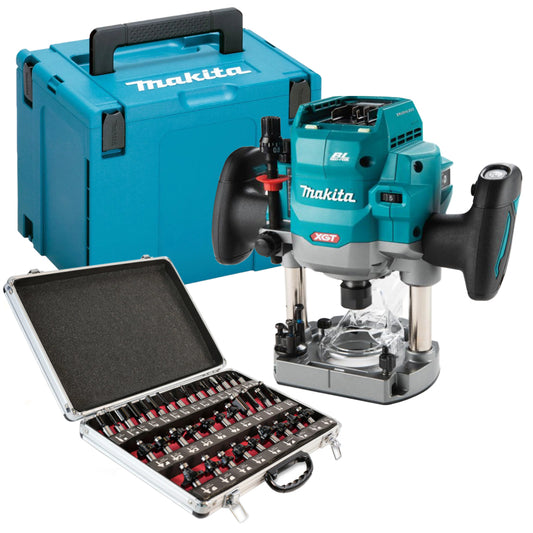 Makita RP001GZ02 40V XGT Brushless 1/2" Router with 35 Piece Cutter Set & Case