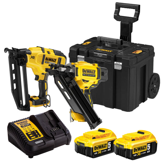 Dewalt DCK246P2T 18V XR Brushless Twin Pack Nailer with 2 x 5.0Ah Batteries Charger & TSTAK Case