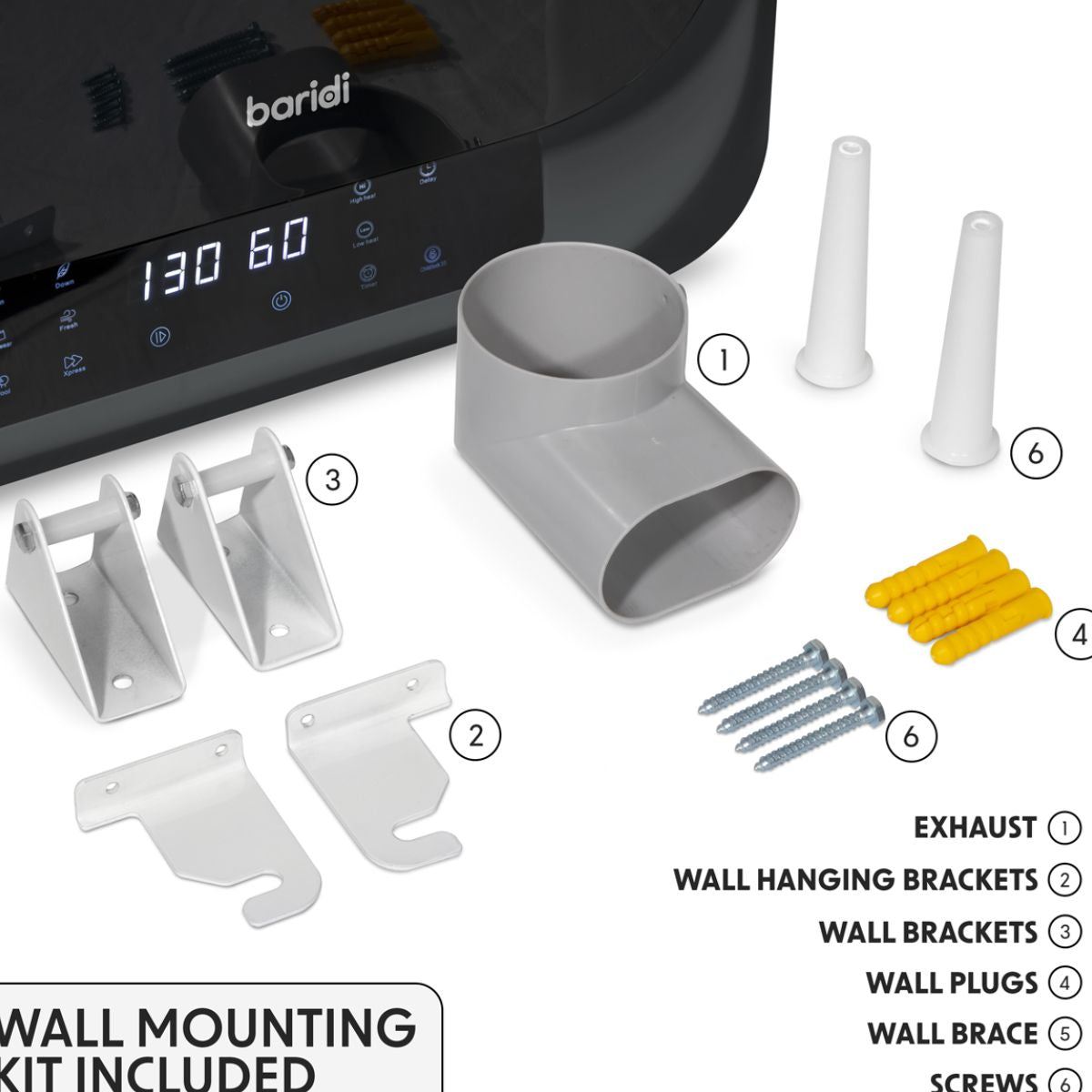 Sealey DH229 Baridi Tabletop Tumble Dryer with Digital Controls 2.5kg Capacity Black