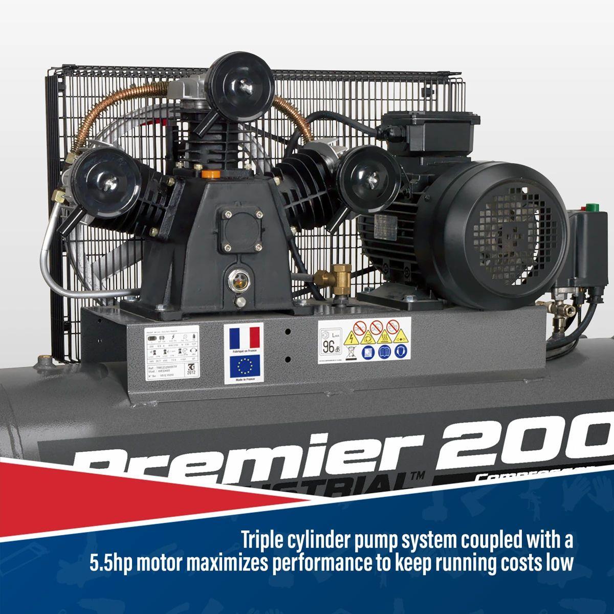 Sealey SAC32055B Compressor 200ltr Belt Drive 415V/32A
