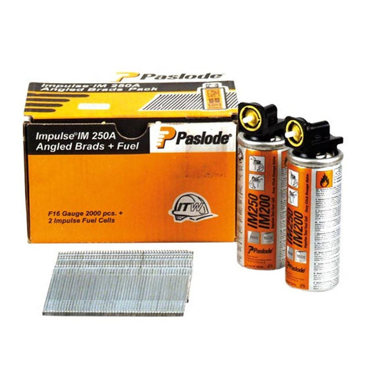 Paslode 300272 16g x 45mm ELGV Angled Brad Fuel Pack 2000 With 2 Fuel Cell