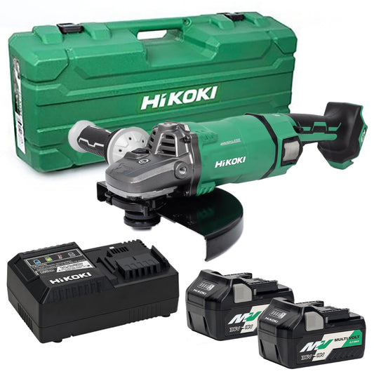 Hikoki G3623DAJAZ 36V Multivolt Brushless 230mm Angle Grinder with 2 x 4.0Ah Batteries, Charger & Case