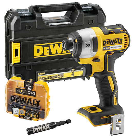 Dewalt DCF887NT 18V Brushless Impact Driver Body with DT70618T 15 Pcs Bit Set & Holder