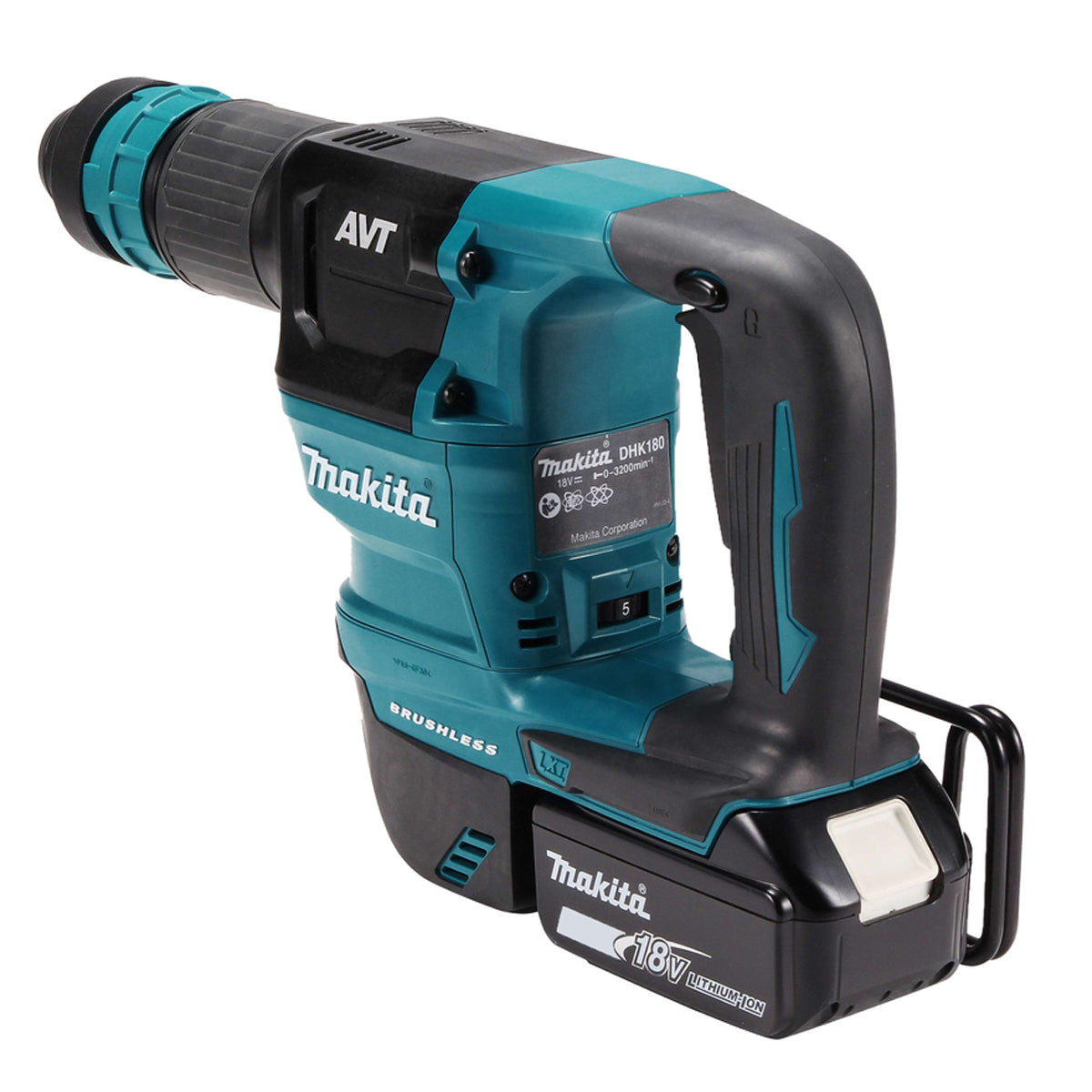 Makita DHK180RTJ 18V LXT Brushless SDS-PLUS Power Scraper With 2 x 5.0Ah Batteries, Charger In Case