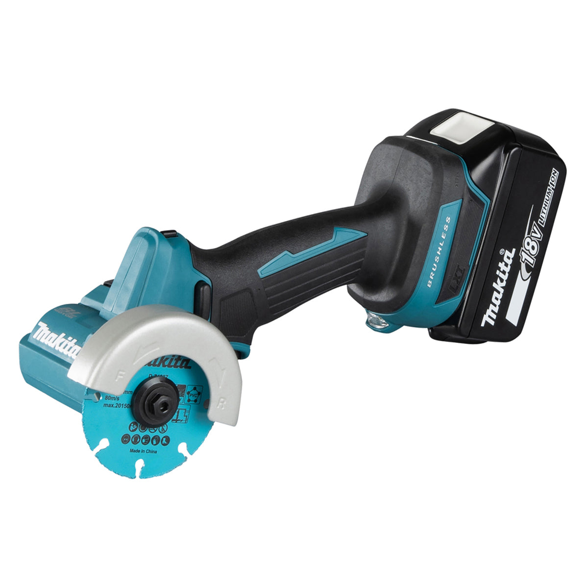 Makita DMC300RTJ 18V LXT Brushless 76mm Cut-off Saw With 2 x 5.0Ah Batteries, Charger In Case