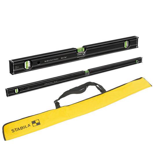 Stabila STB80AS-2-DSSET 80AS-2 60cm/120cm Dark Shadow Spirit Level Set with Bag