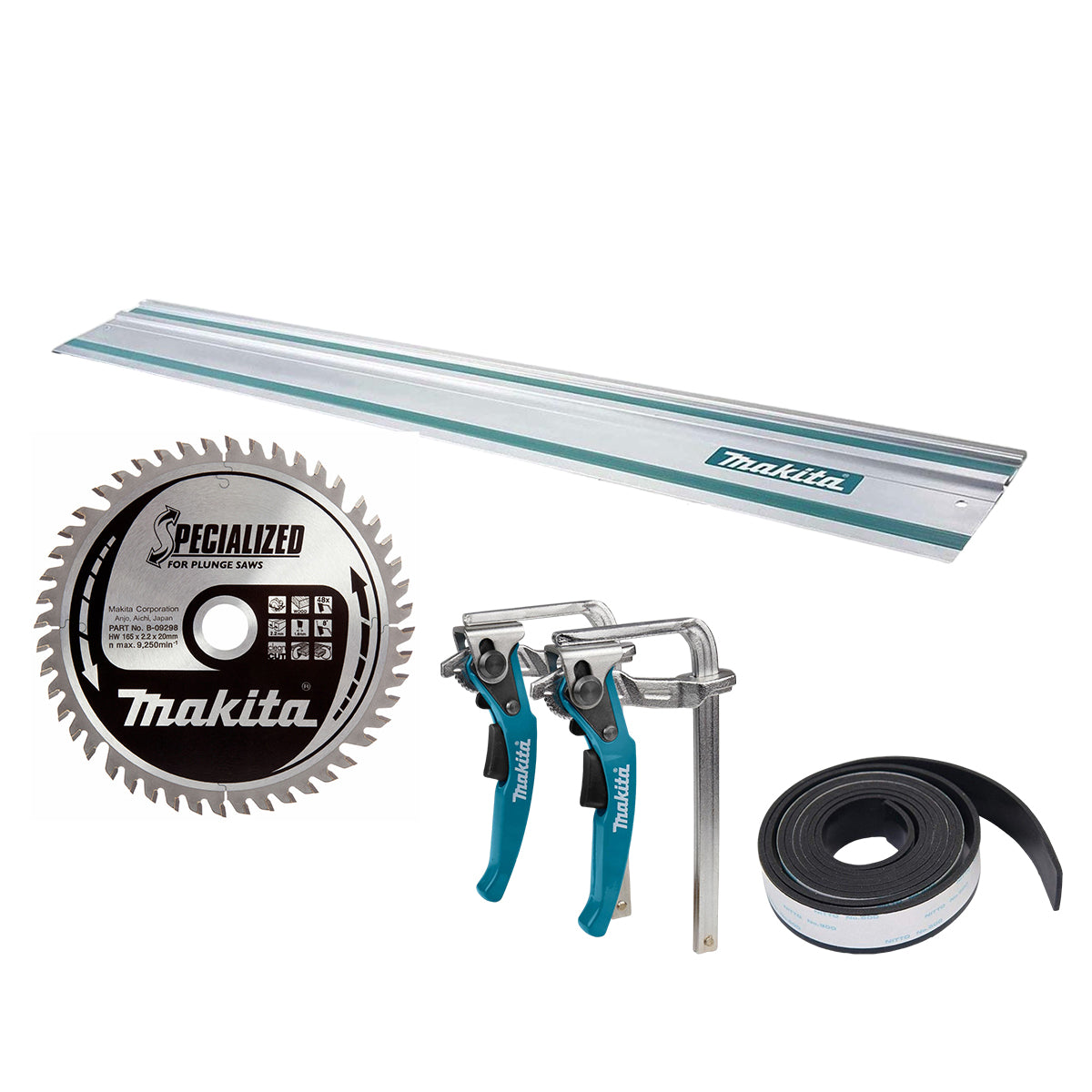 Makita 3000mm Guide Rail with Clamp Set, 48T Blade, Rubber