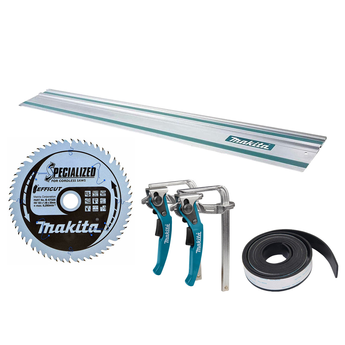 Makita 3000mm Guide Rail with Clamp Set, 56T Blade, Rubber