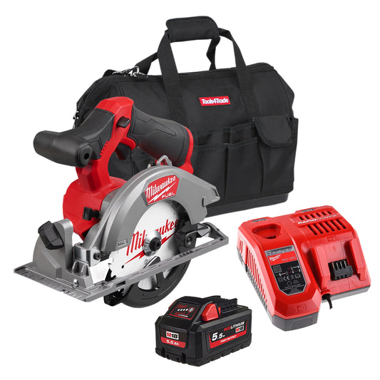 Milwaukee M12FCS442-0 12V Fuel Brushless 140mm Circular Saw with 1 x 5.5Ah Battery Charger & Bag