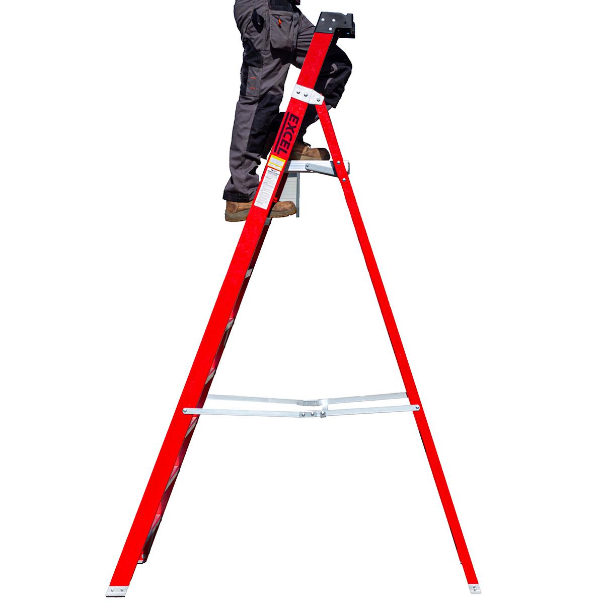 Excel Electricians Fibreglass Platform Step Ladder 8 Tread 2.51m EN131