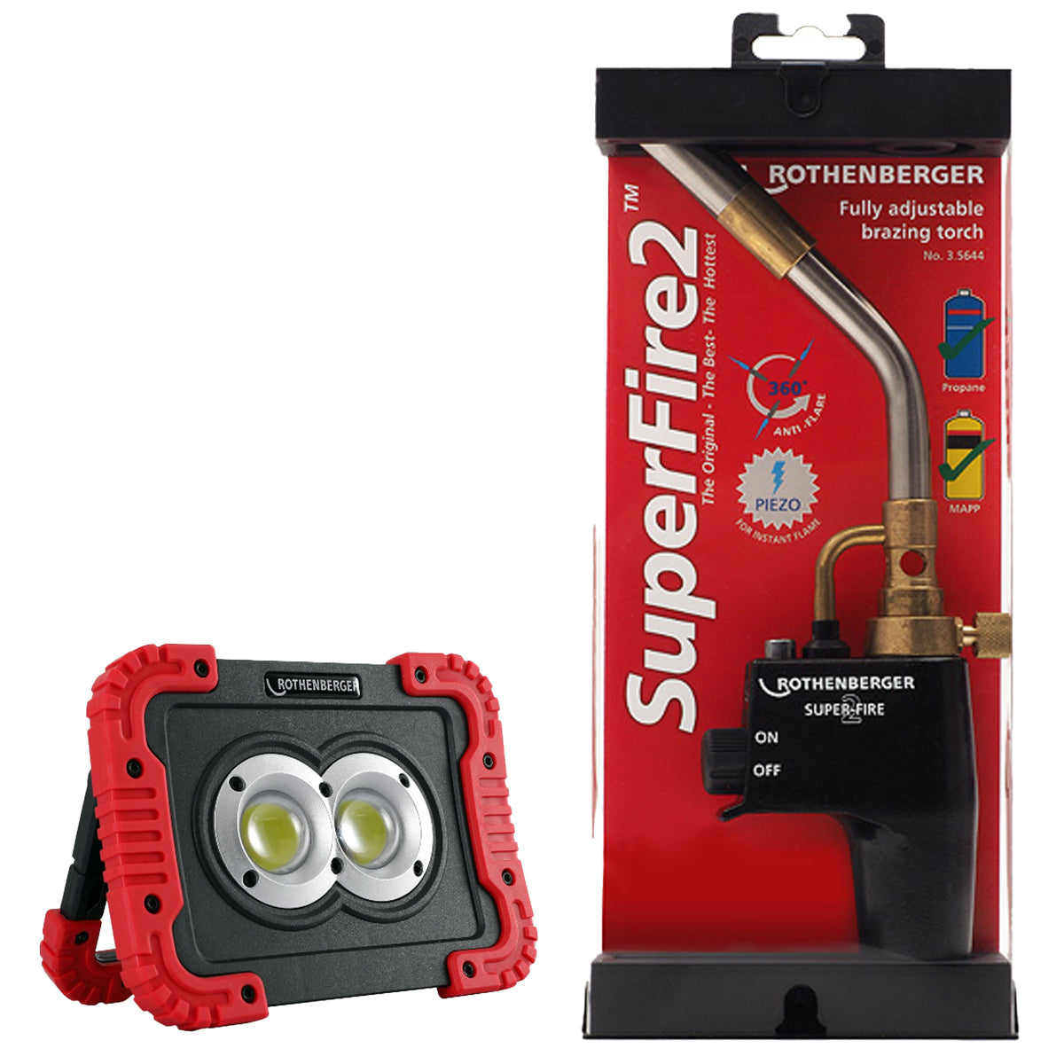 Rothenberger 1000004853 SuperFire 2 Gas Blow Torch With Work Lamp