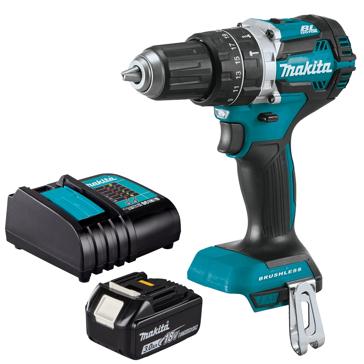 Makita DHP487SF 18V LXT Brushless Combi Drill With 1 x 3.0Ah Battery & Charger