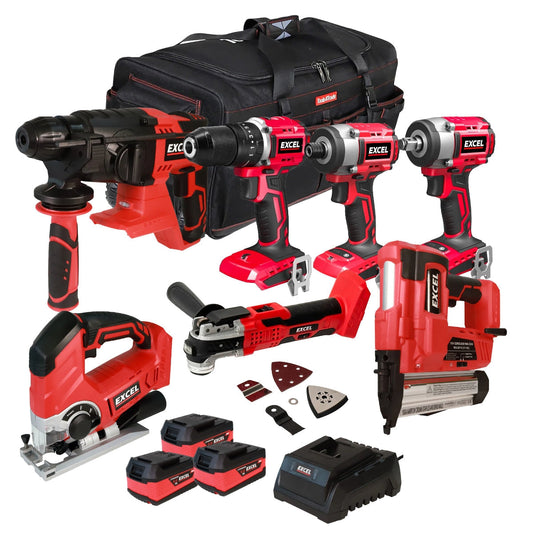 Excel 18V 7 Piece Power Tool Kit with 3 x 5.0Ah Battery & Charger EXLKIT-17305