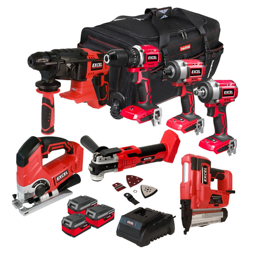 Excel 18V 7 Piece Power Tool Kit with 3 x 4.0Ah Battery & Charger EXLKIT-17315