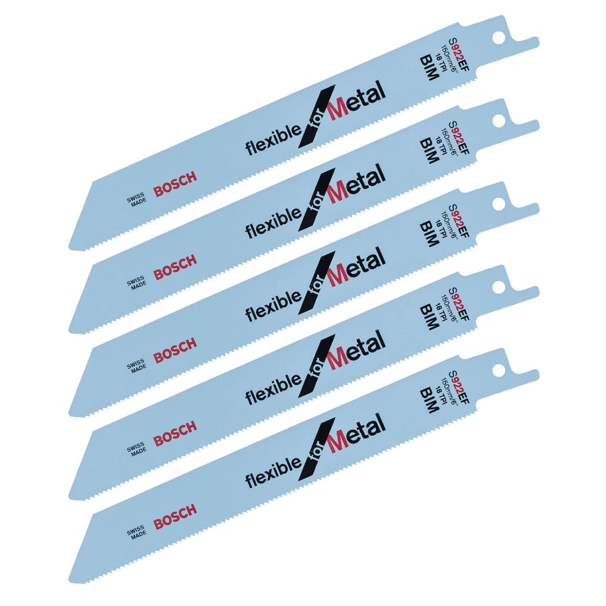 Bosch S922EF 150mm BIM Flexible Reciprocating Saw Blades for Metal Pack of 5 - 2608656015