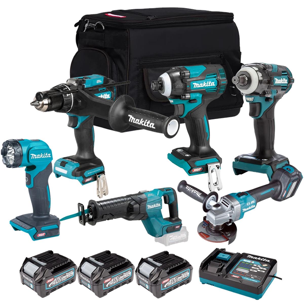 Makita 40V 6 Piece Combo Kit with 3 x 2.5Ah Batteries & Charger T4TKIT-7339
