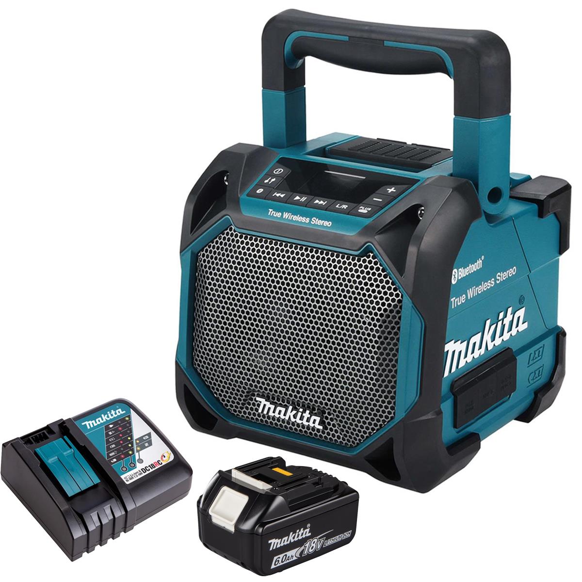 Makita DMR203 12Vmax - 18V / CXT - LXT Jobsite Bluetooth Speaker with 1 x 6.0Ah Battery & Charger