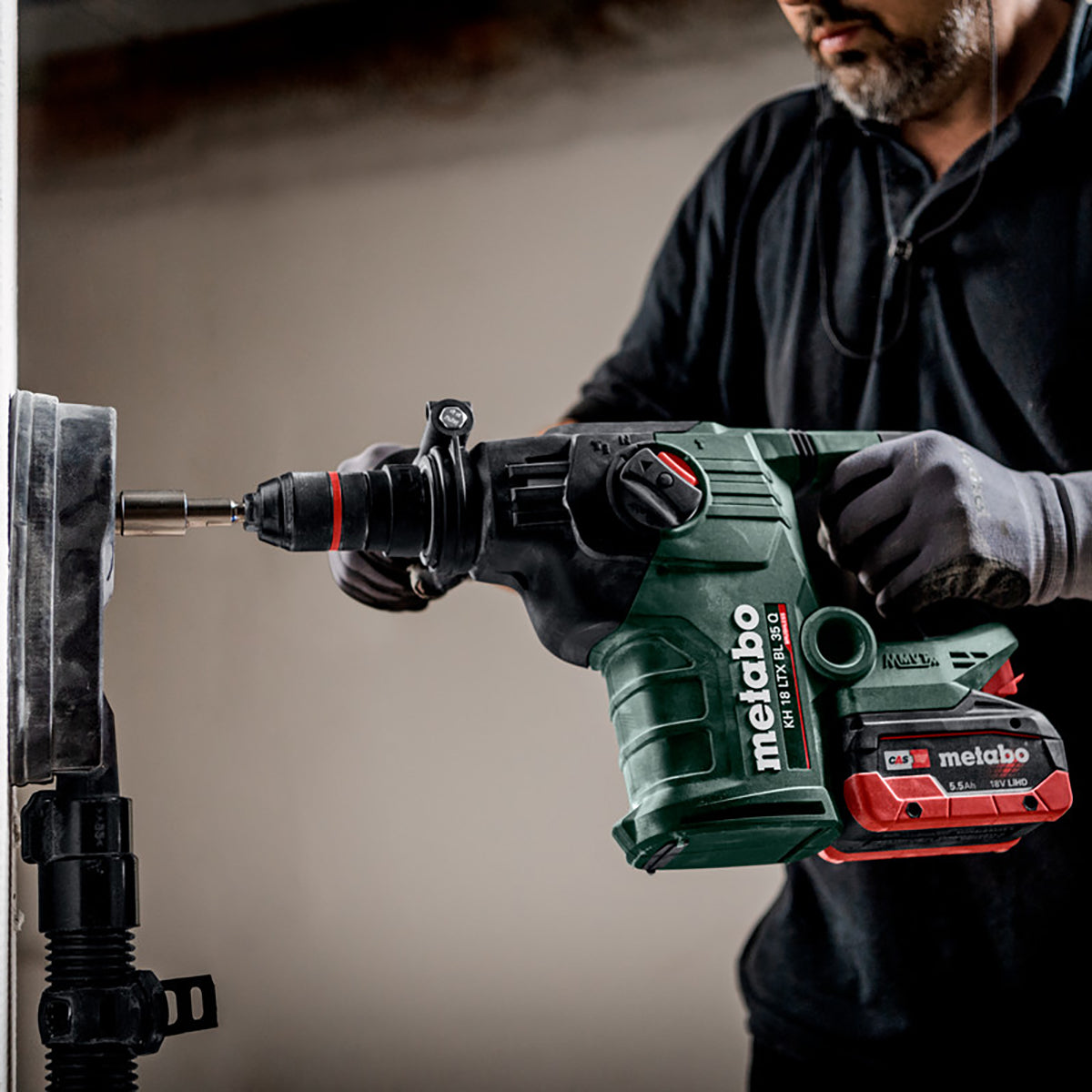 Metabo KH 18 LTX BL 35 Q 18V Brushless 3 Mode SDS+ Rotary Hammer Drill with 1 x 5.2Ah Battery Charger & Metabox