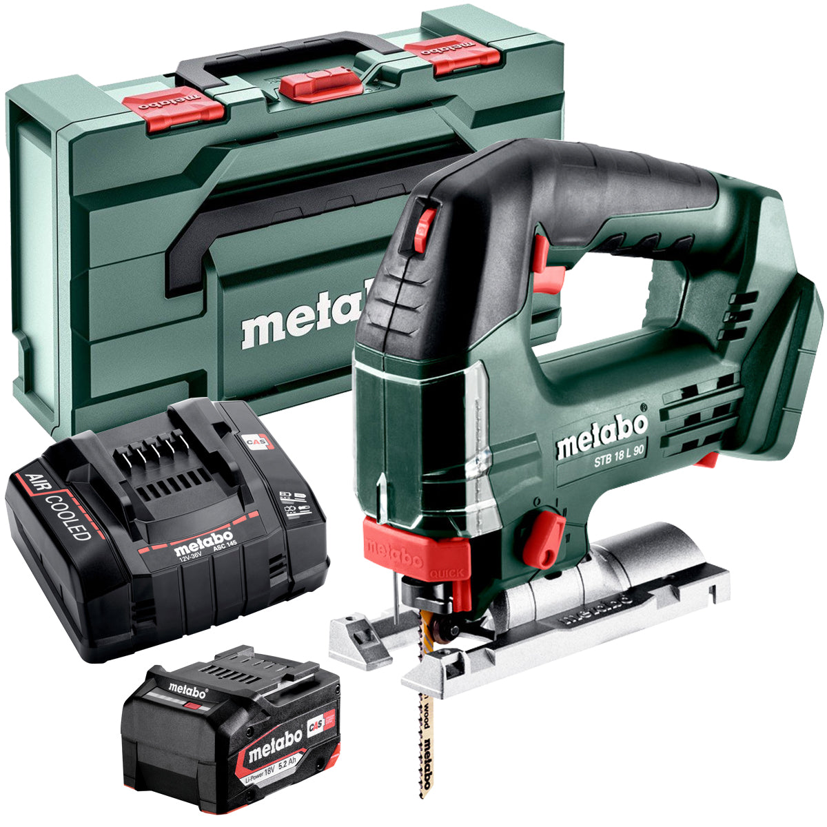 Metabo STB 18 L 90 18V Top Handle Jigsaw with 1 x 5.2Ah Battery Charger & Metabox