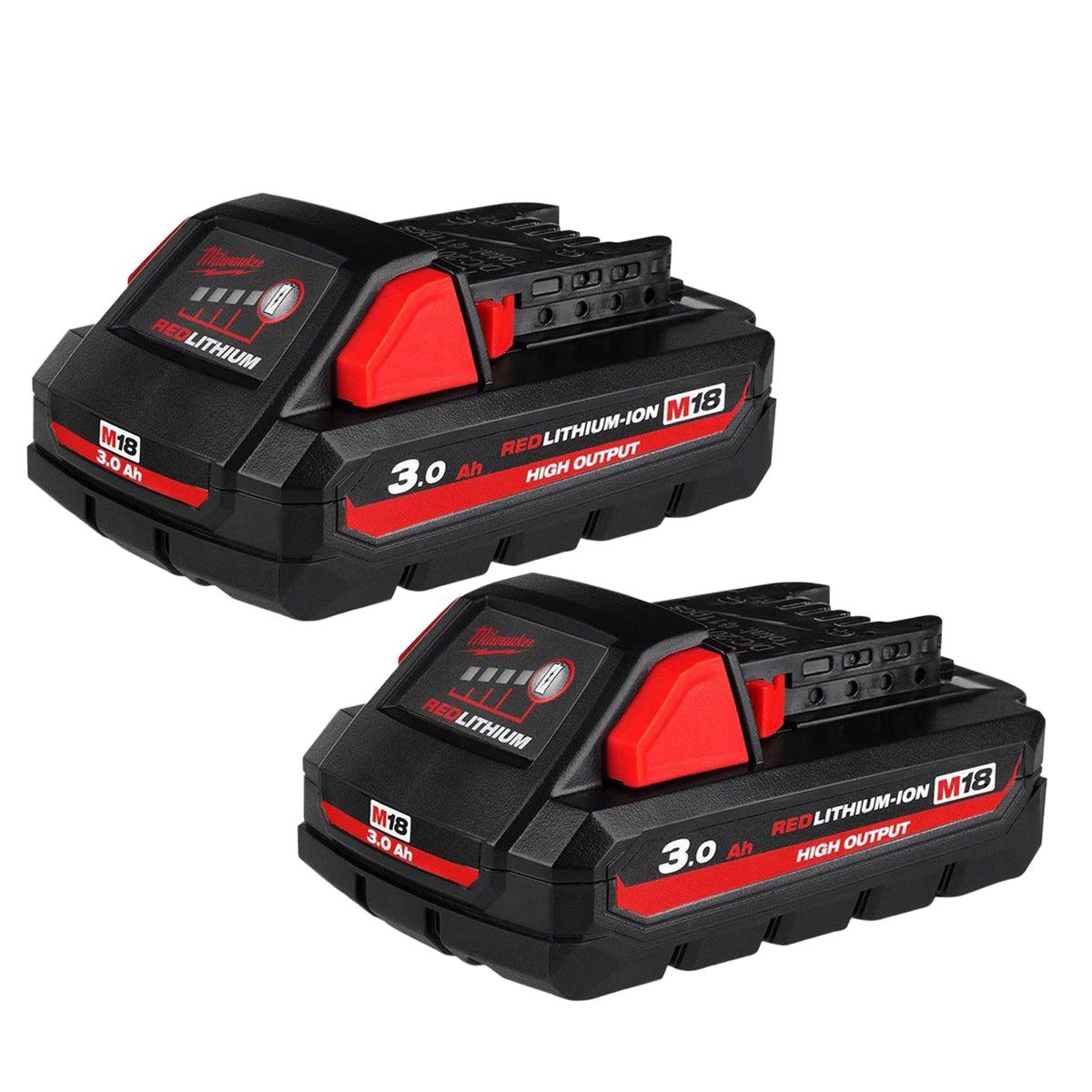 Milwaukee M18HB3 18V 3.0Ah RedLithium-Ion High Output Battery Twin Pack