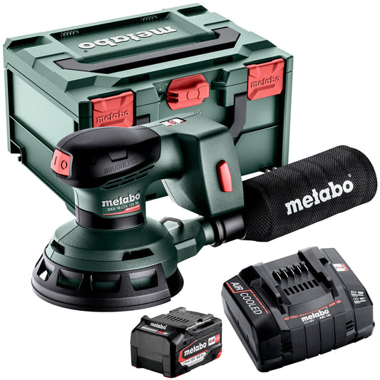 Metabo SXA 18 LTX 125 BL 18V Brushless 125mm Random Orbital Sander with 1 x 4.0Ah Battery Charger & Metabox