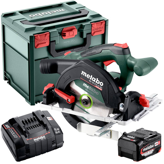 Metabo KS 18 LTX 57 BL 18V Brushless 165mm Circular Saw with 1 x 5.2Ah Battery Charger & Metabox