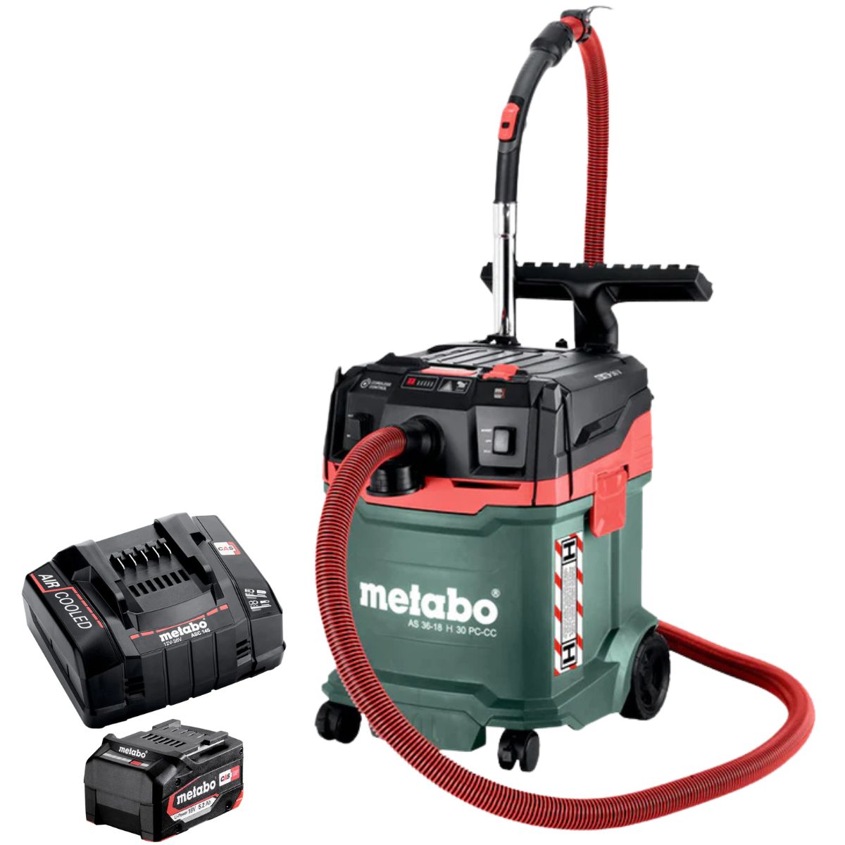 Metabo AS 36-18 H 30 PC-CC 18V H-Class Vacuum Cleaner with 1 x 5.2Ah Battery & Charger