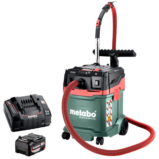 Metabo AS 36-18 M 30 PC-CC 18V M-Class Vacuum Cleaner with 1 x 5.2Ah Battery & Charger