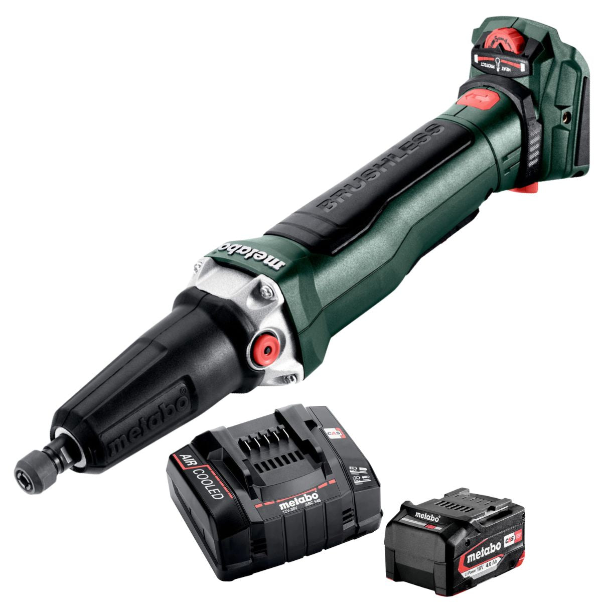Metabo GVPB 18 LTX BL 11-28 18V Brushless Die Grinder with Paddle Switch with 1 x 4.0Ah Battery & Charger