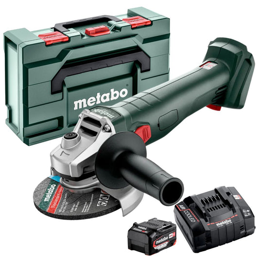 Metabo W 18 L 9-125 18V 125mm Angle Grinder with 1 x 5.2Ah Battery Charger & Metabox