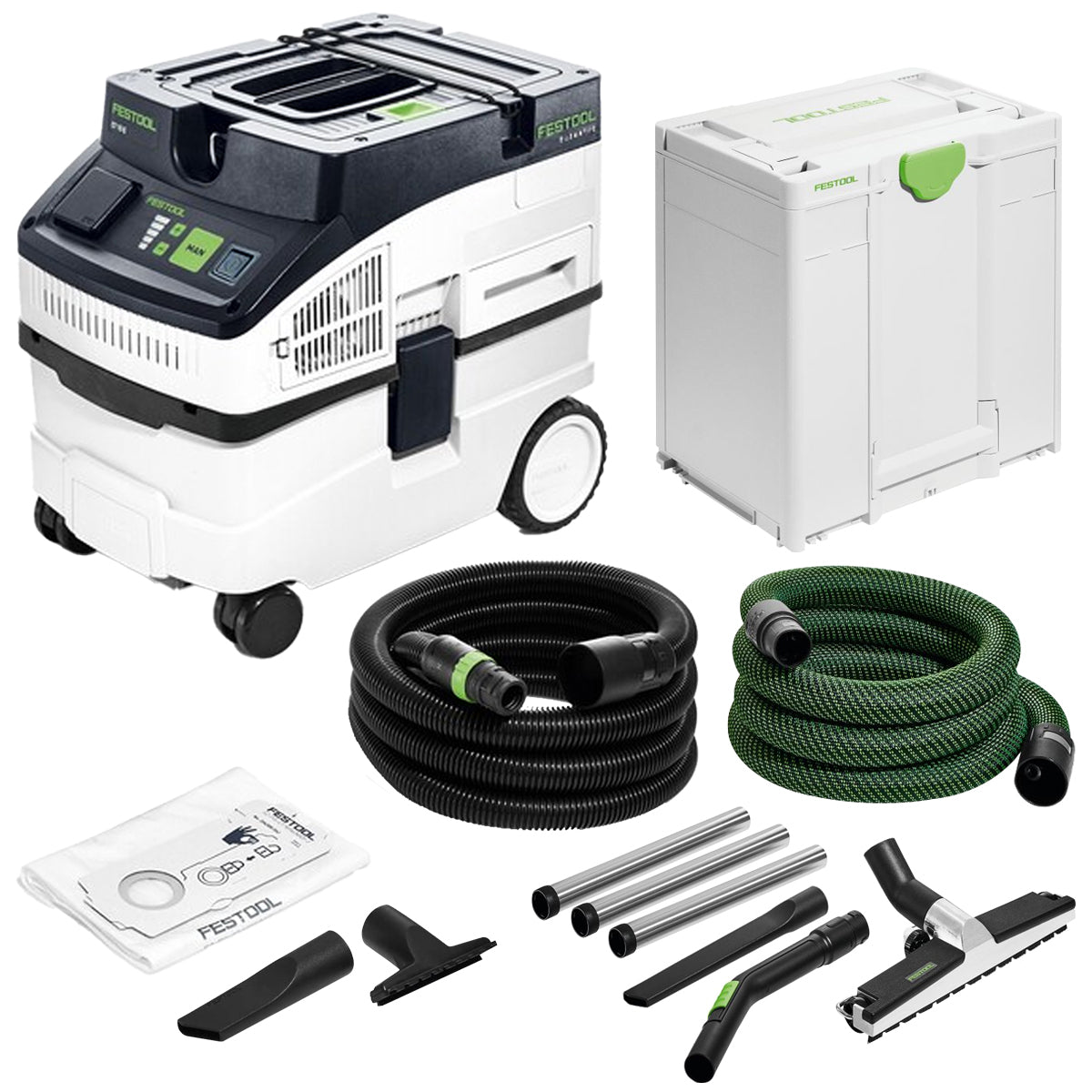 Festool CLEANTEC CT 15 Mobile Dust Extractor 15L 230V GB - 578329 With Floor Cleaning Set 577259