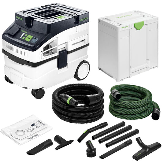 Festool CLEANTEC CT 15 Mobile Dust Extractor 15L 230V GB - 578329 With Cleaning Set 577258