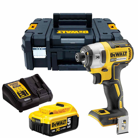 Dewalt DCF887N 18V Brushless Impact Driver with 1 x 5.0Ah Batteries & Charger in TSTAK